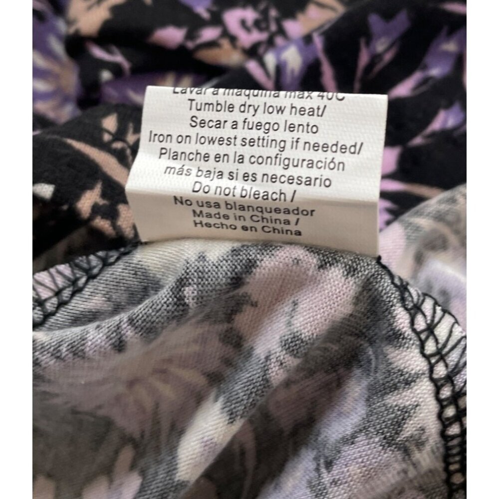 Yozly Womens Size Medium Black Purple Floral Tank Dress Pockets - Picture 11 of 11